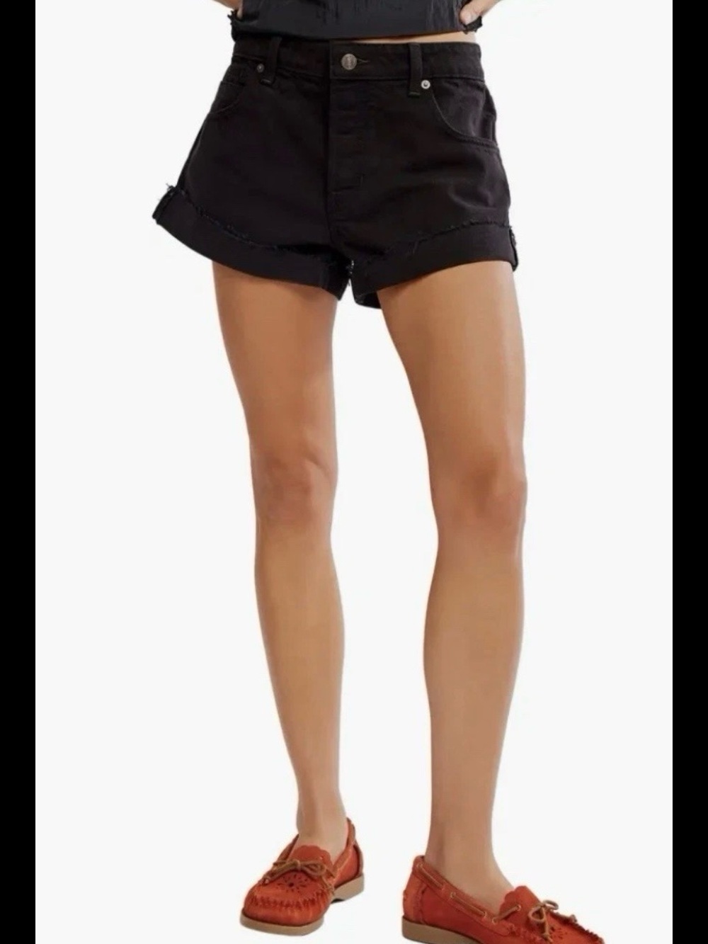 Old Navy Black High-Waist Rolled-Hem Women's Shorts